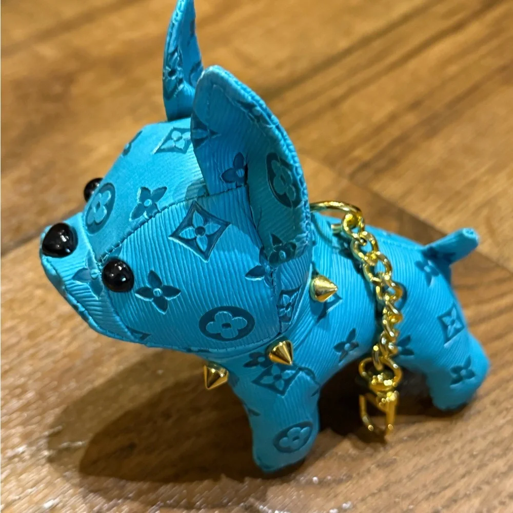 Teal Blue LV style Dog Bag Charm - Picture 2 of 4